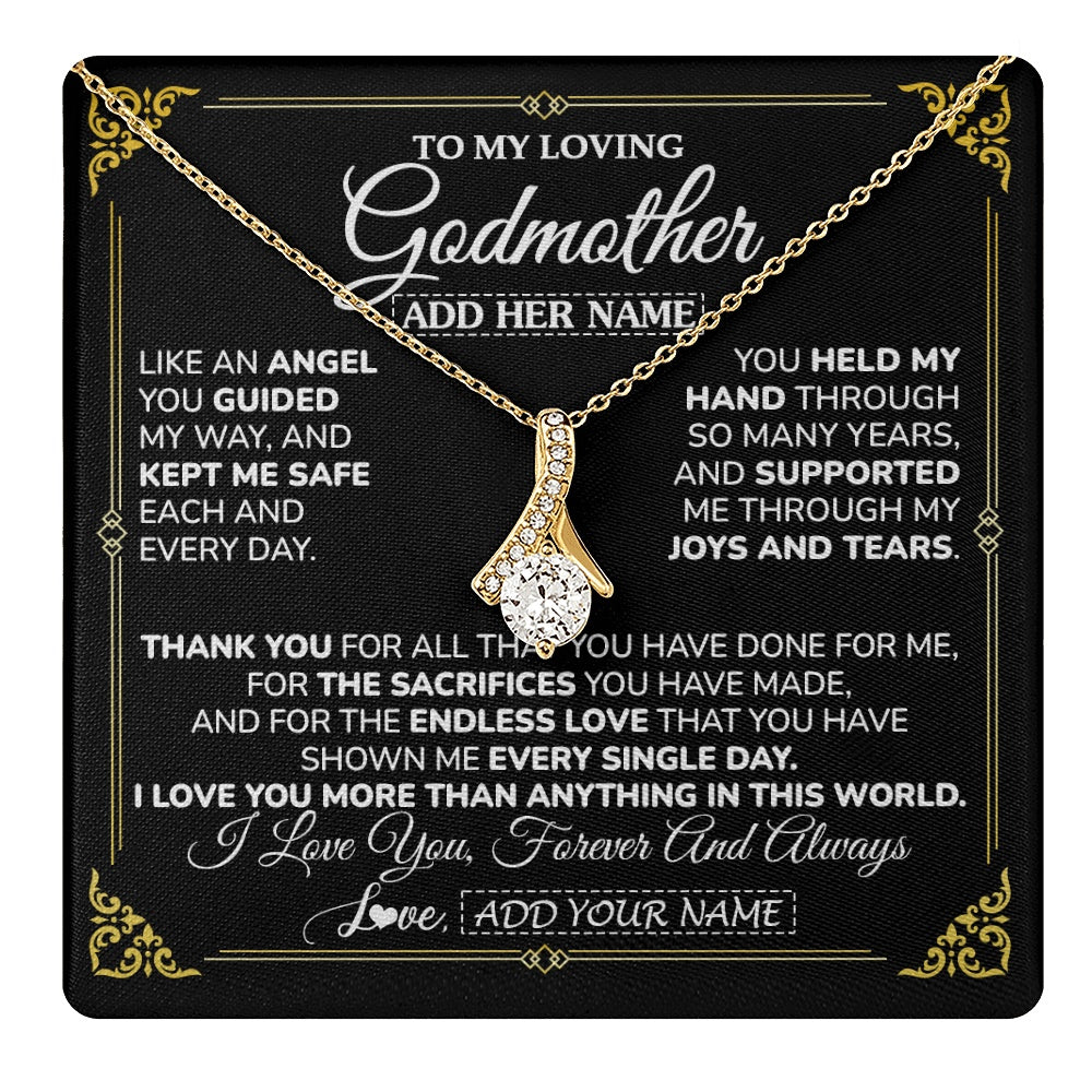 Alluring Beauty Necklace 18K Yellow Gold Finish | 1 | Personalized To My Godmother Necklace Gifts Meaningful Gift To Aunt From Niece Without You There Is No Me Mothers Day Godmother Birthday Gift Box Message Card | https://teecentury.