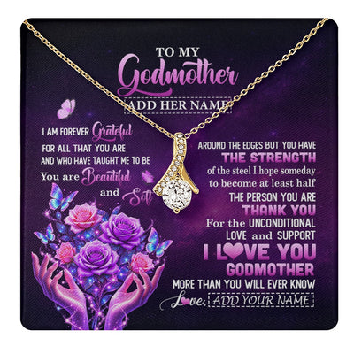 Alluring Beauty Necklace 18K Yellow Gold Finish | 1 | Personalized To My Godmother Necklace Thank You For Love Butterfly Godmother Birthday Mothers Day Thanksgiving Christmas Custom Gift Box Message Card | https://teecentury.