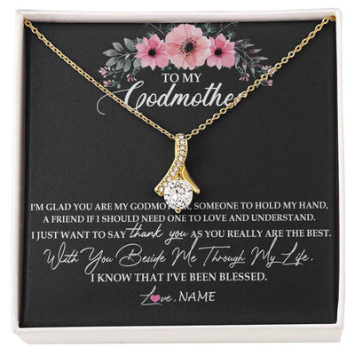 Alluring Beauty Necklace 18K Yellow Gold Finish | Personalized To My Godmother Necklace from Goddaughter Im Glad You Are My Godmother Birthday Mothers Day Thanksgiving Christmas Customized Gift Message Card | teecentury