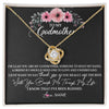 Love Knot Necklace 18K Yellow Gold Finish | Personalized To My Godmother Necklace from Goddaughter Im Glad You Are My Godmother Birthday Mothers Day Thanksgiving Christmas Customized Gift Message Card | teecentury