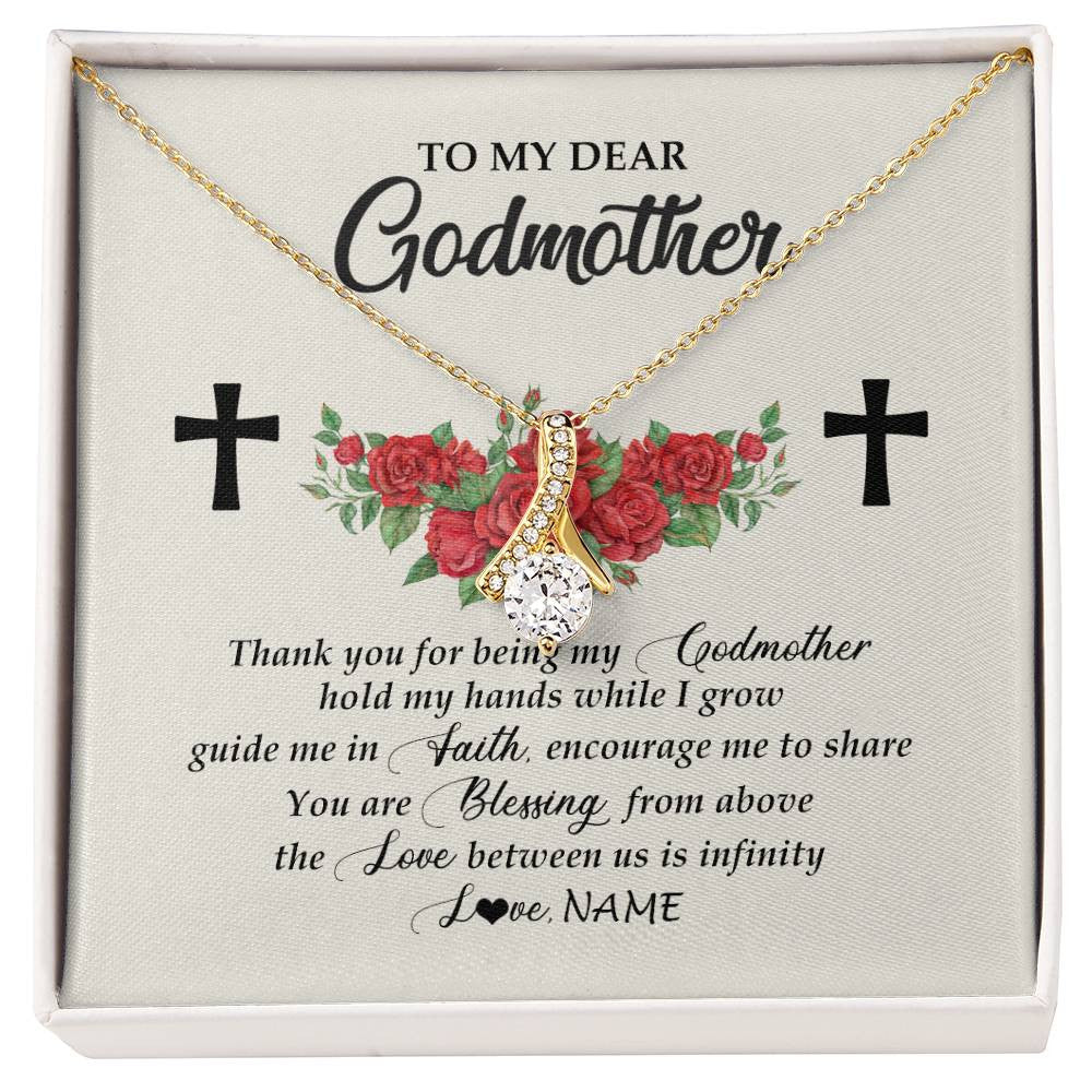Alluring Beauty Necklace 18K Yellow Gold Finish | Personalized To My Godmother Necklace from Goddaughter Thank you For Begin My Goddaughter Birthday Mothers Day Thanksgiving Christmas Customized Message Card | teecentury