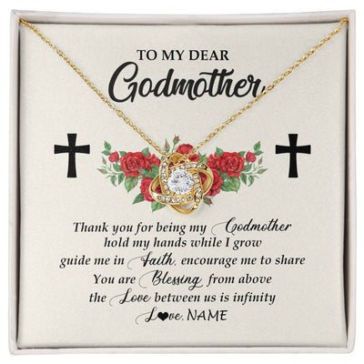 Love Knot Necklace 18K Yellow Gold Finish | Personalized To My Godmother Necklace from Goddaughter Thank you For Begin My Goddaughter Birthday Mothers Day Thanksgiving Christmas Customized Message Card | teecentury