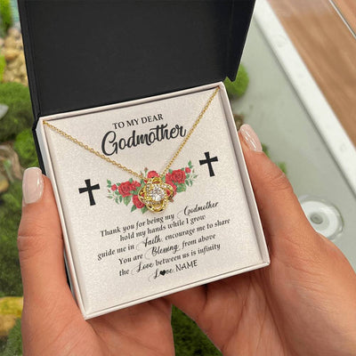 Love Knot Necklace 18K Yellow Gold Finish | Personalized To My Godmother Necklace from Goddaughter Thank you For Begin My Goddaughter Birthday Mothers Day Thanksgiving Christmas Customized Message Card | teecentury