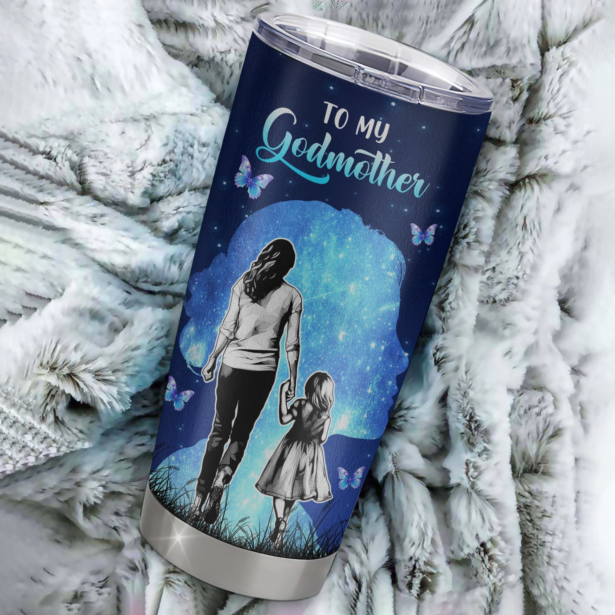 Personalized To My Godmother Tumbler From Goddaughter Stainless Steel Cup Butterfly Forever And Always Gift Godmother Birthday Thanksgiving Christmas Travel Mug | teecentury
