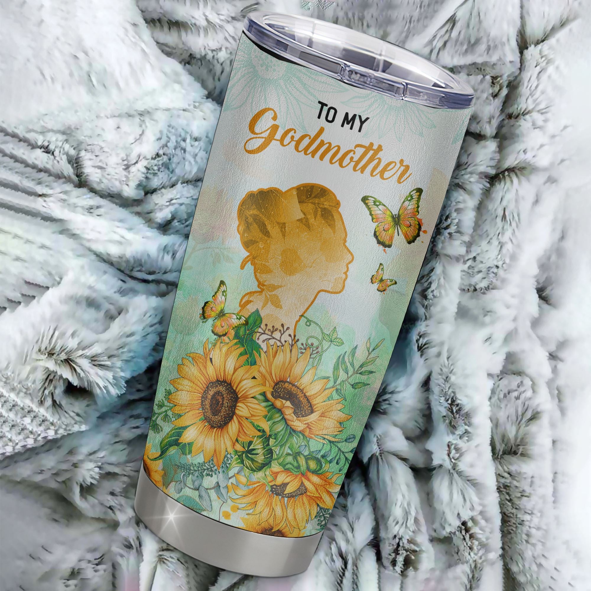 Personalized To My Godmother Tumbler From Goddaughter Stainless Steel Sunflower Forever Grateful Godmother Gift Birthday Mothers Day Christmas Travel Mug | teecentury