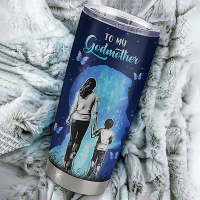 Personalized To My Godmother Tumbler From Godson Stainless Steel Cup Butterfly Forever And Always Gift Godmother Birthday Thanksgiving Christmas Travel Mug | teecentury