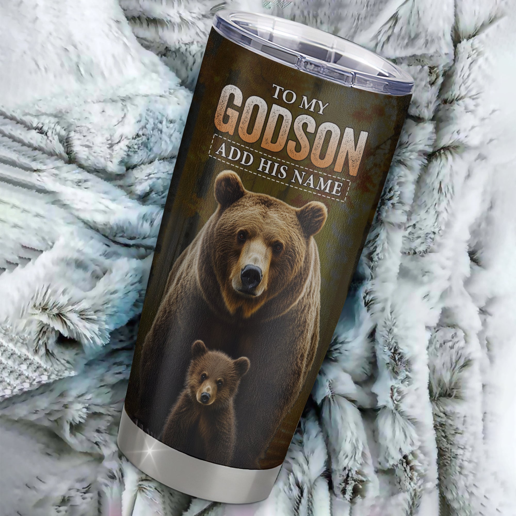 Personalized To My Godson Bear Tumbler From Godmother Uncle Every Day Laugh Love Live Godson Birthday Gifts Graduation Christmas Custom Stainless Steel Travel Mug | teecentury