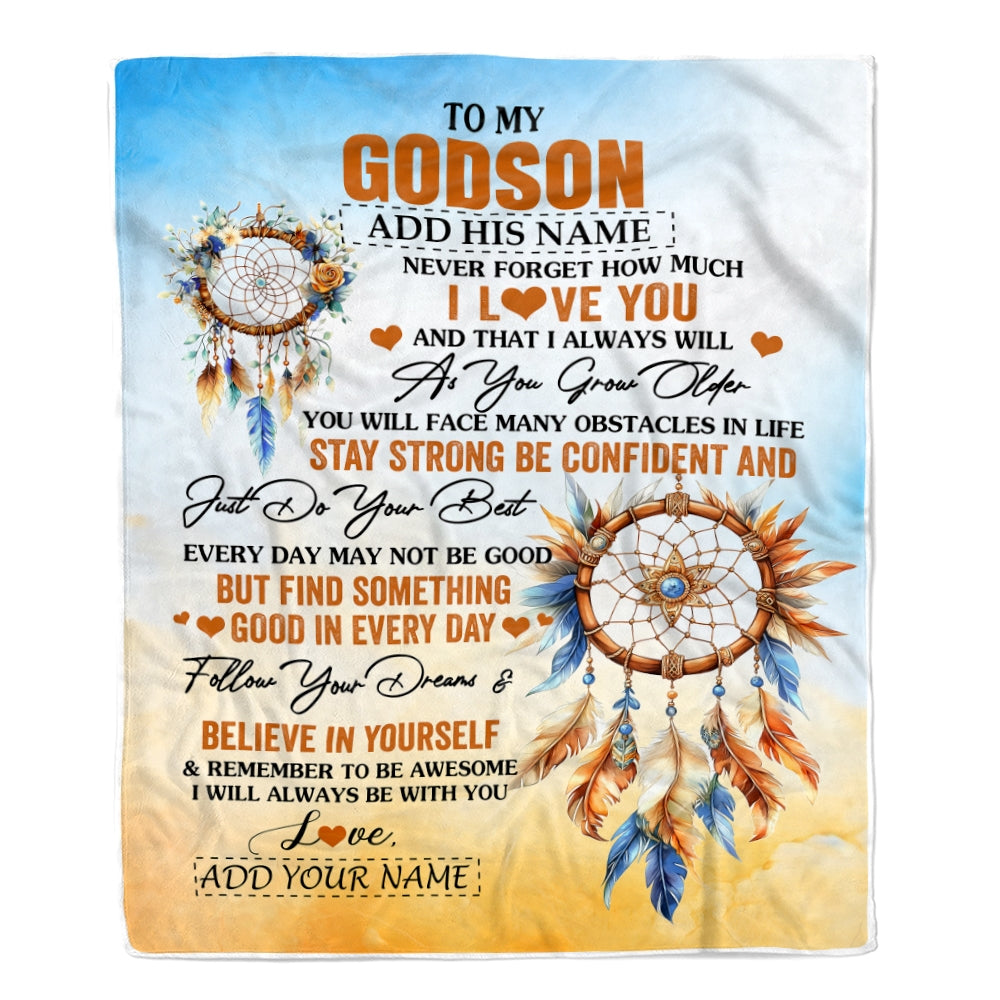 Personalized To My Godson Blanket Dream Catcher I Love You Forever From Godmother Godfather Godson Birthday Gifts Christmas Graduation Custom Fleece Blanket | teecentury