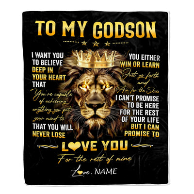 Personalized To My Godson Blanket From Aunt Uncle Godmother You Will Never Lose Lion Godson Birthday Graduation Christmas Customized Fleece Throw Blanket | teecentury