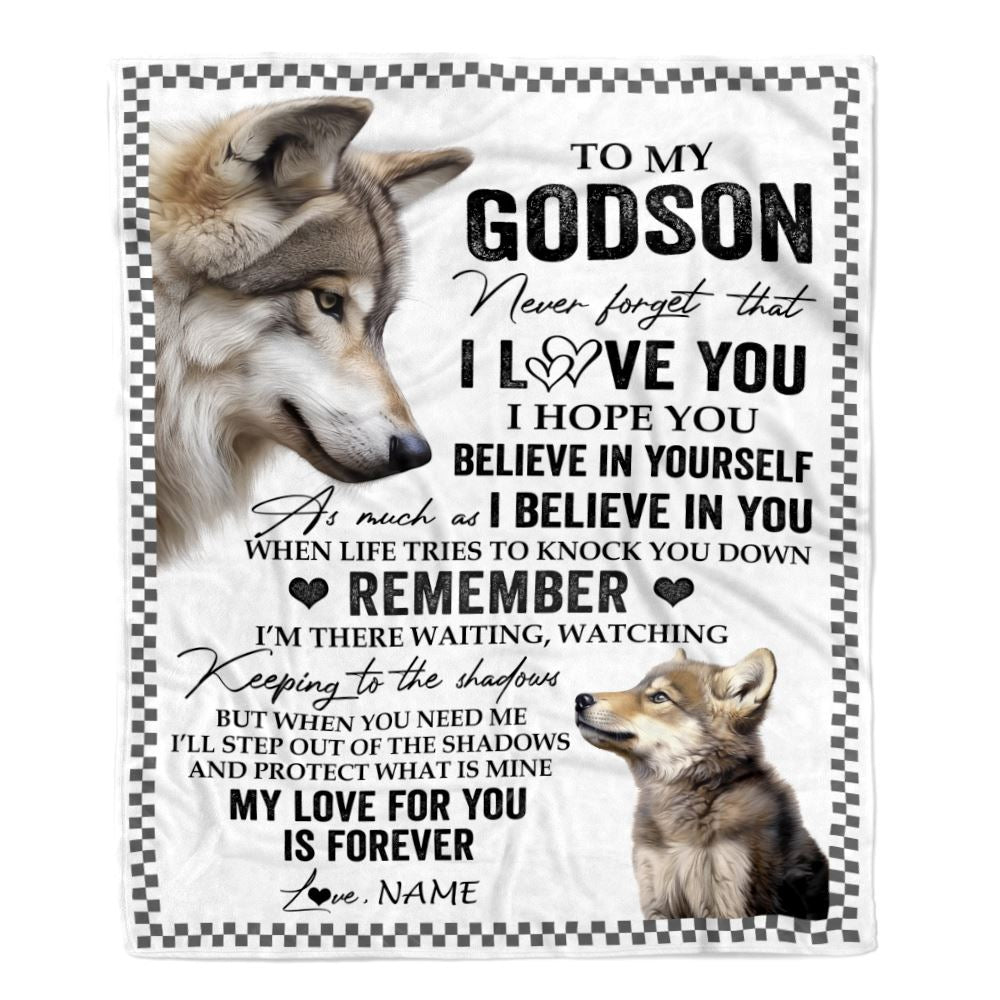 Personalized To My Godson Blanket From Aunt Uncle Wolf My Love For You Is Forever Godson Birthday Gifts Graduation Christmas Customized Fleece Throw Blanket | teecentury