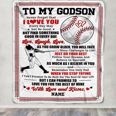 Personalized To My Godson Blanket From Godfather Godmother I Believe In You Baseball Godson Birthday Graduation Christmas Customized Bed Fleece Throw Blanket | teecentury
