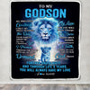 Personalized To My Godson Blanket From Godfather Lion My Precious Godson Birthday Graduation Anniversary Christmas Customized Fleece Throw Blanket Blanket | Teecentury.com