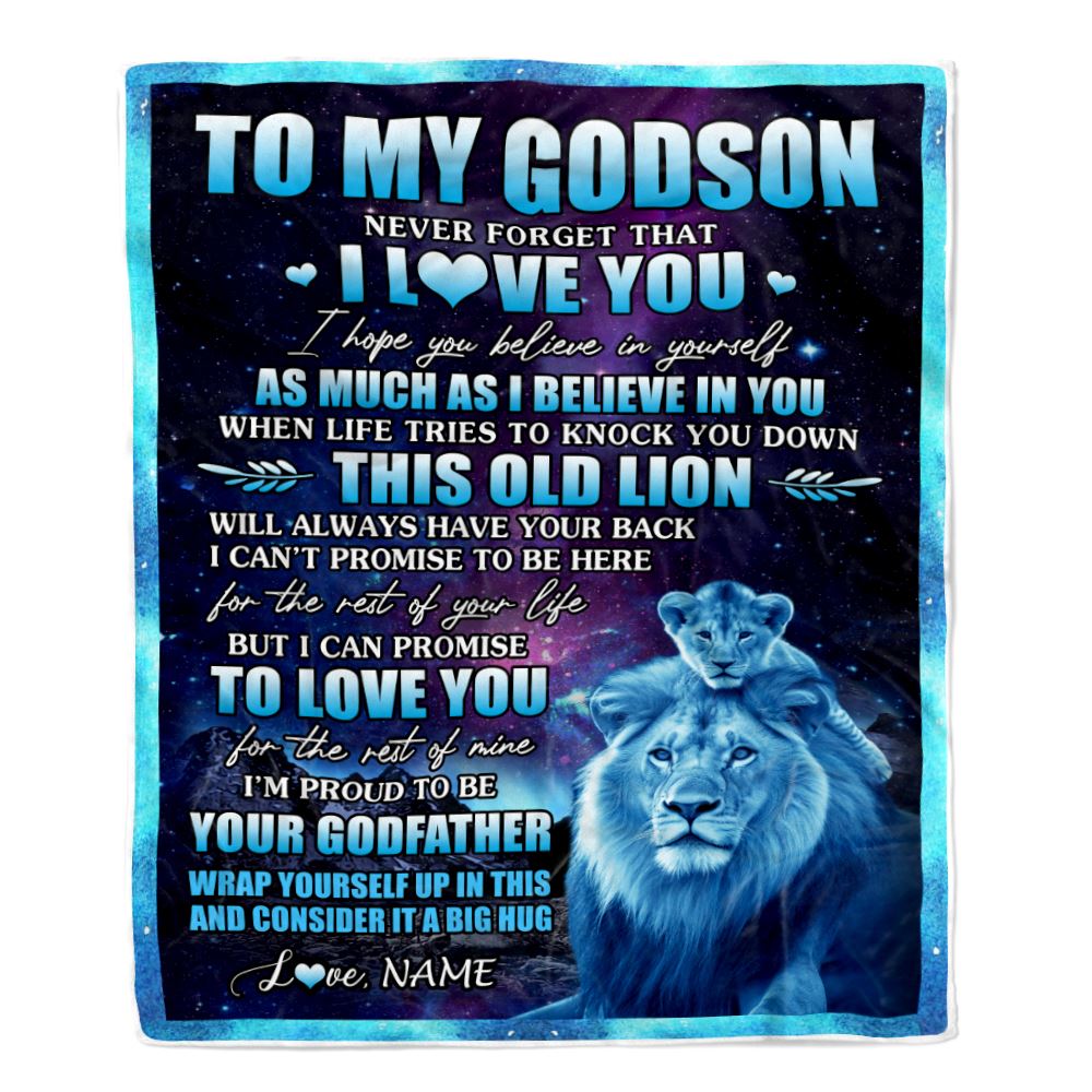 Personalized To My Godson Blanket From Godfather Never Forget That I Love You Godson Birthday Gifts Graduation Christmas Bed Fleece Throw Blanket | teecentury