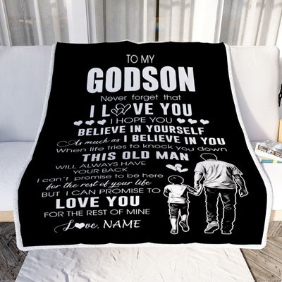 Personalized To My Godson Blanket From Godfather Uncle This Old Man Love You Godson Birthday Gifts Graduation Christmas Customized Fleece Blanket | teecentury