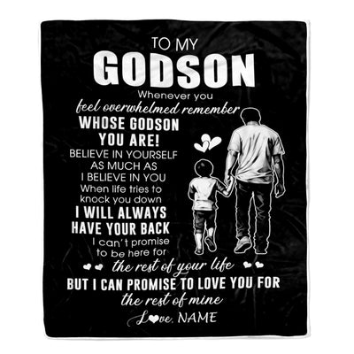 Personalized To My Godson Blanket From Godfather Whenever You Feel Overwhelmed Godson Birthday Graduation Christmas Customized Bed Fleece Throw Blanket | teecentury