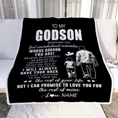 Personalized To My Godson Blanket From Godfather Whenever You Feel Overwhelmed Godson Birthday Graduation Christmas Customized Bed Fleece Throw Blanket | teecentury
