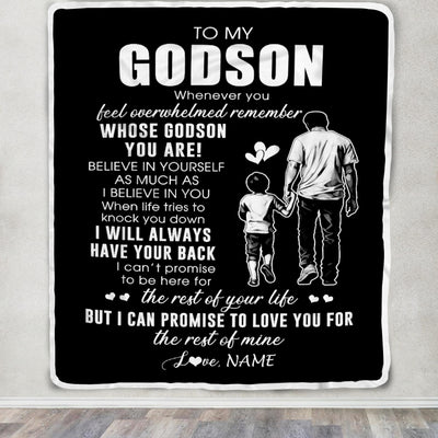 Personalized To My Godson Blanket From Godfather Whenever You Feel Overwhelmed Godson Birthday Graduation Christmas Customized Bed Fleece Throw Blanket | teecentury