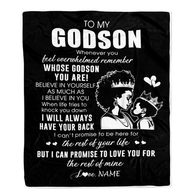 Personalized To My Godson Blanket From Godmother African Woman Whenever You Feel Overwhelmed Nephew Birthday Christmas Customized Fleece Throw Blanket | teecentury