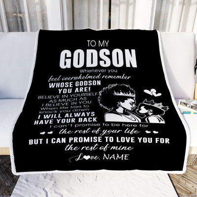 Personalized To My Godson Blanket From Godmother African Woman Whenever You Feel Overwhelmed Nephew Birthday Christmas Customized Fleece Throw Blanket | teecentury
