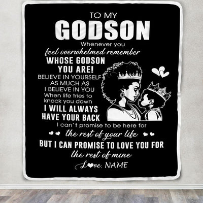 Personalized To My Godson Blanket From Godmother African Woman Whenever You Feel Overwhelmed Nephew Birthday Christmas Customized Fleece Throw Blanket | teecentury