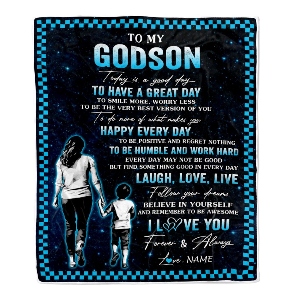 Personalized To My Godson Blanket From Godmother Aunt Every Day Laugh Love Live Aunt Godson Birthday Gifts Graduation Christmas Customized Fleece Throw Blanket | teecentury