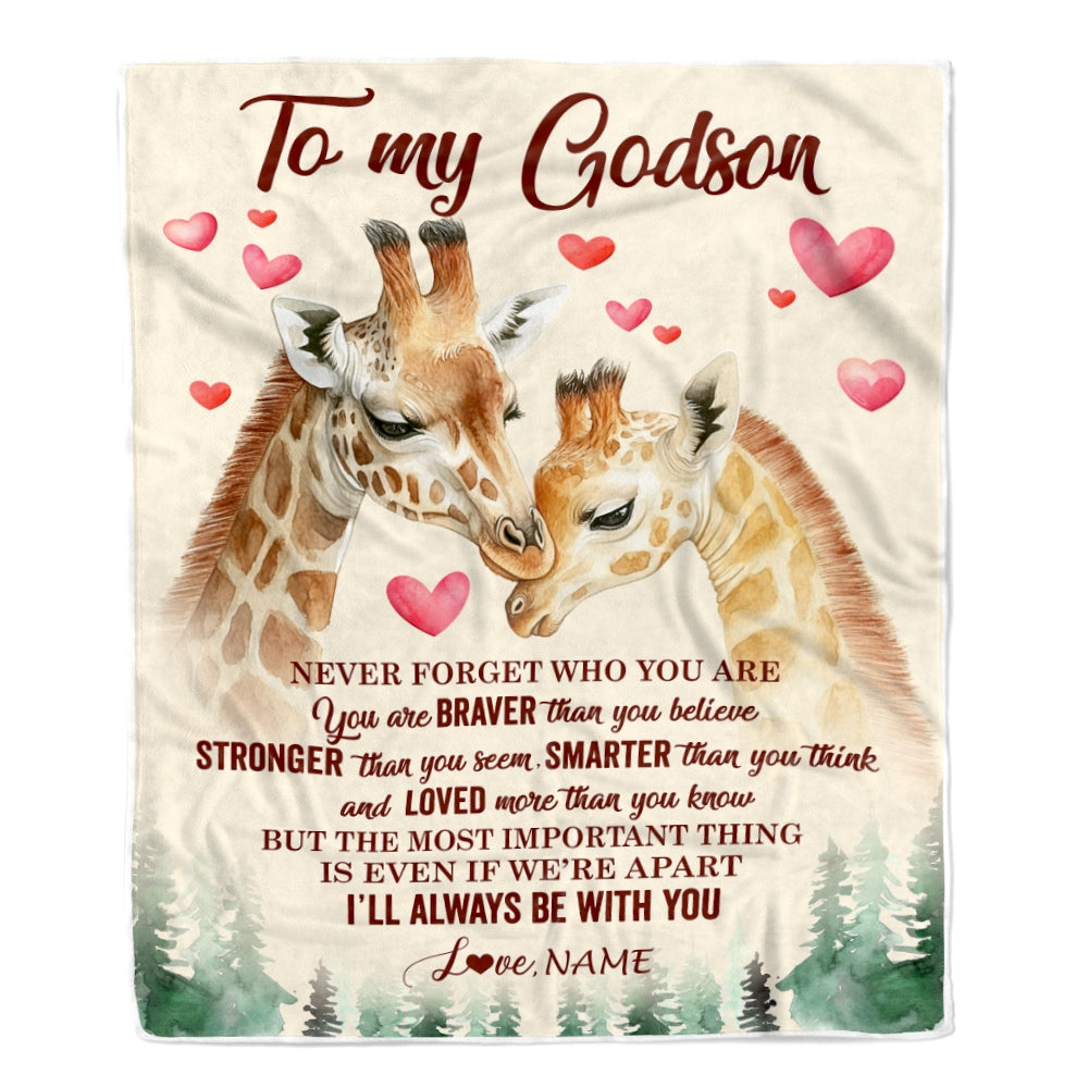 Personalized To My Godson Blanket From Godmother Aunt Never Forget Who Are You Giraffe Godson Birthday Graduation Christmas Customized Fleece Blanket | teecentury