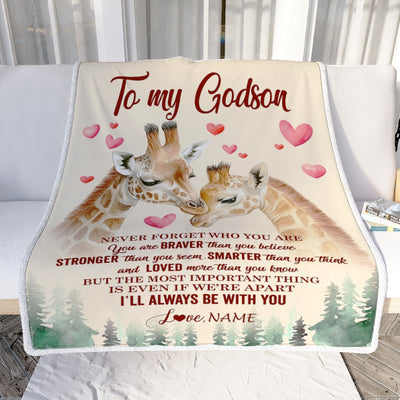 Personalized To My Godson Blanket From Godmother Aunt Never Forget Who Are You Giraffe Godson Birthday Graduation Christmas Customized Fleece Blanket | teecentury