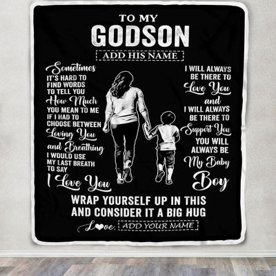 Personalized To My Godson Blanket From Godmother Aunt Sometimes It's Hard Godson Birthday Gifts Graduation Christmas Customized Fleece Throw Blanket | teecentury