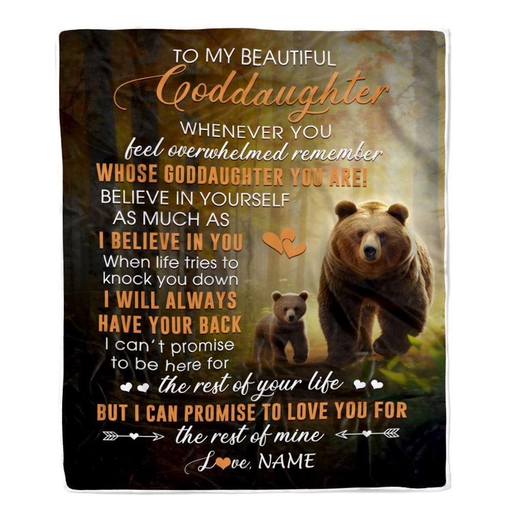 Personalized To My Godson Blanket From Godmother Godfather Whenever You Feel Bear Godson Birthday Gifts Graduation Christmas Customized Fleece Throw Blanket | teecentury