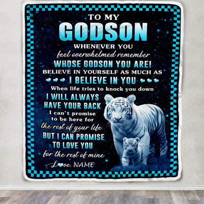 Personalized To My Godson Blanket From Godmother Godfather Whenever You Feel White Tiger Godchild Godson Graduation Christmas Customized Fleece Blanket | teecentury