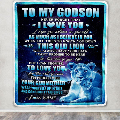 Personalized To My Godson Blanket From Godmother Never Forget That I Love You Godson Birthday Gifts Graduation Christmas Bed Fleece Throw Blanket | teecentury