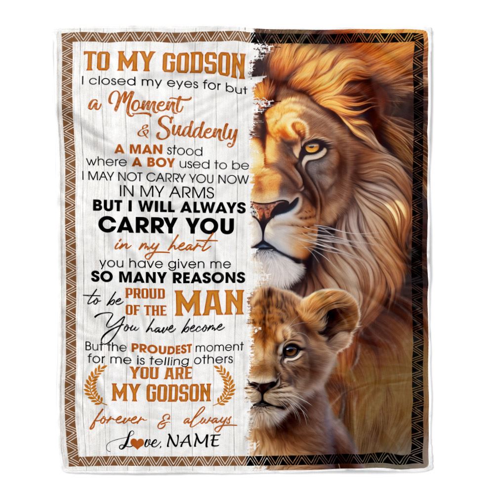 Personalized To My Godson Blanket From Godmother Uncle I Closed My Eyes Great Godson Birthday Gifts Graduation Christmas Customized Fleece Throw Blanket | teecentury