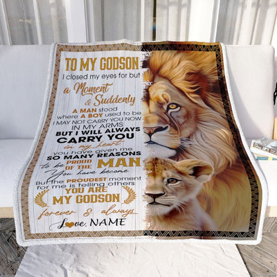 Personalized To My Godson Blanket From Godmother Uncle I Closed My Eyes Great Godson Birthday Gifts Graduation Christmas Customized Fleece Throw Blanket | teecentury
