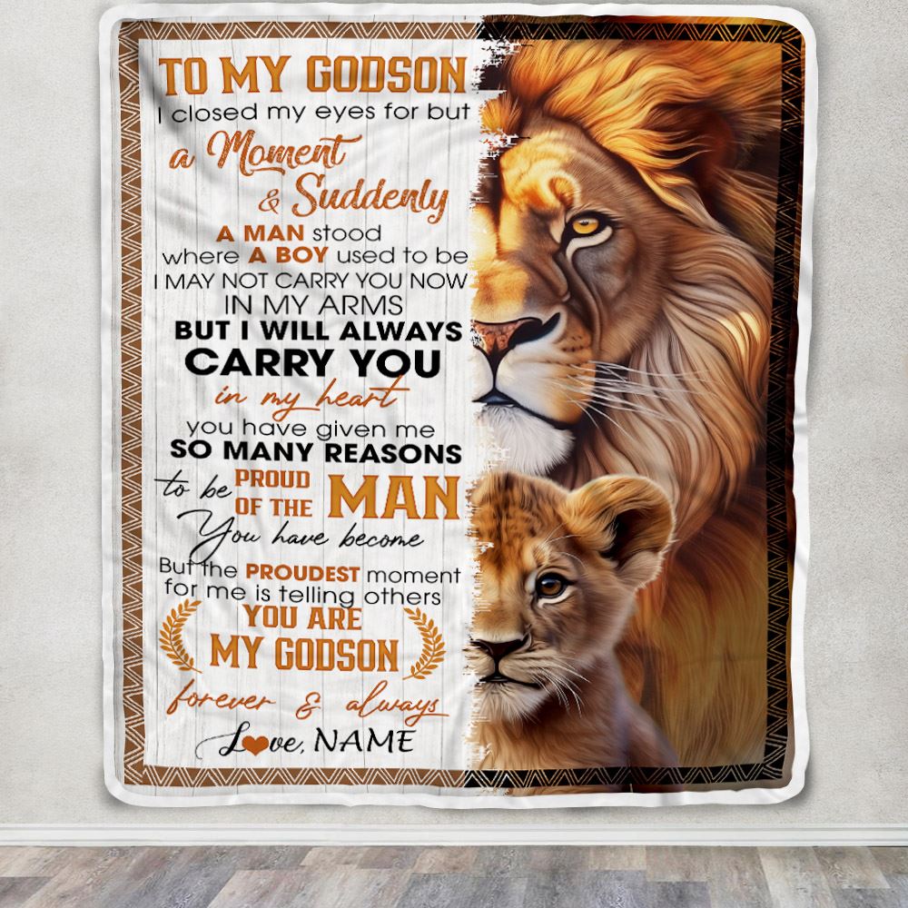 Personalized To My Godson Blanket From Godmother Uncle I Closed My Eyes Great Godson Birthday Gifts Graduation Christmas Customized Fleece Throw Blanket | teecentury