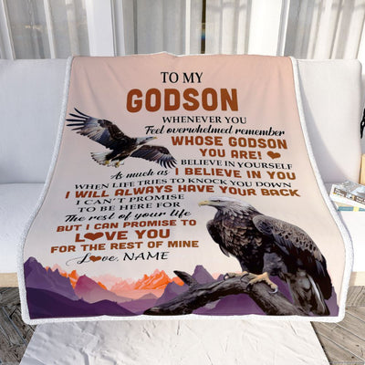 Personalized To My Godson Blanket From Godmother Uncle Whenever You Feel Eagle Godson Birthday Gifts Graduation Christmas Customized Fleece Throw Blanket | teecentury