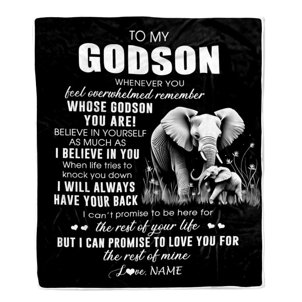 Personalized To My Godson Blanket From Godmother Uncle Whenever You Feel Elephant Godson Birthday Gifts Graduation Christmas Customized Fleece Throw Blanket | teecentury