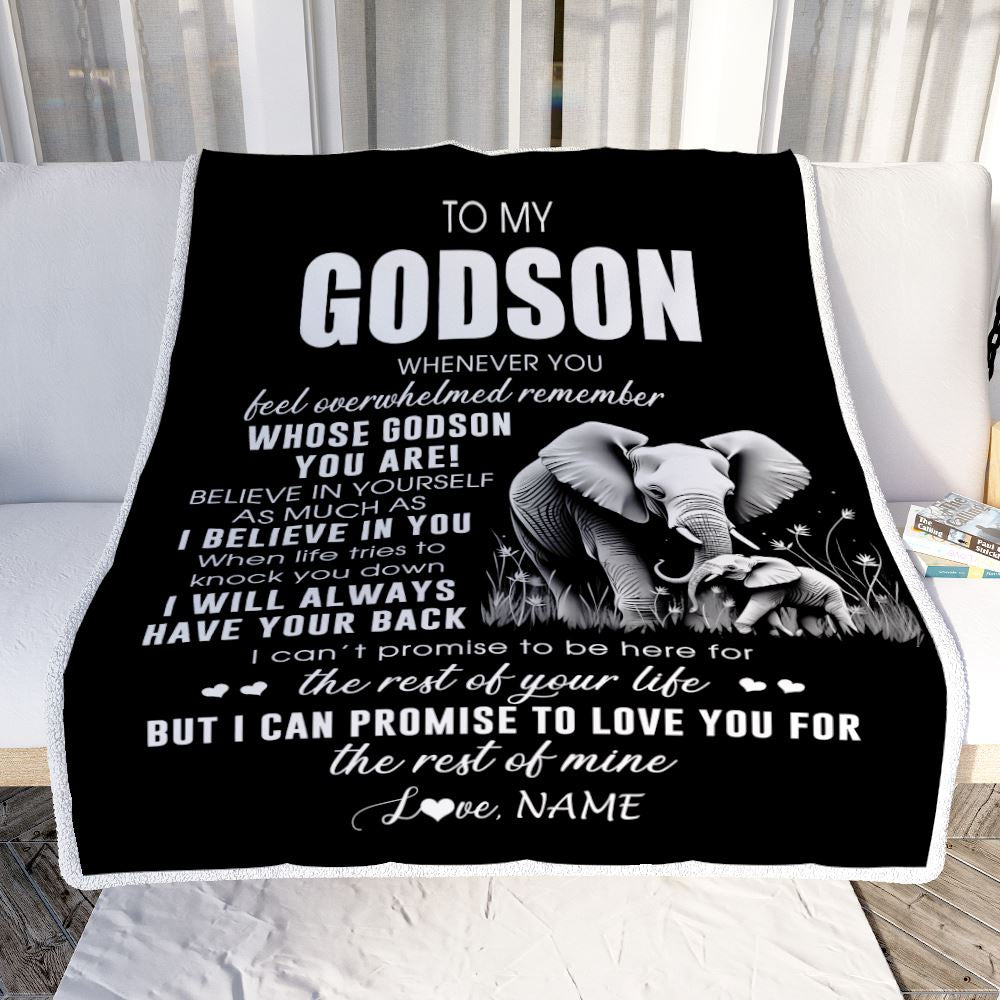 Personalized To My Godson Blanket From Godmother Uncle Whenever You Feel Elephant Godson Birthday Gifts Graduation Christmas Customized Fleece Throw Blanket | teecentury