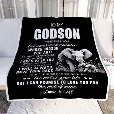 Personalized To My Godson Blanket From Godmother Uncle Whenever You Feel Elephant Godson Birthday Gifts Graduation Christmas Customized Fleece Throw Blanket | teecentury