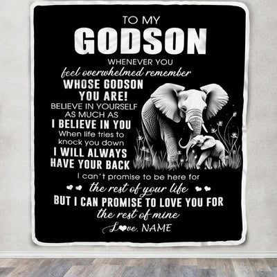Personalized To My Godson Blanket From Godmother Uncle Whenever You Feel Elephant Godson Birthday Gifts Graduation Christmas Customized Fleece Throw Blanket | teecentury