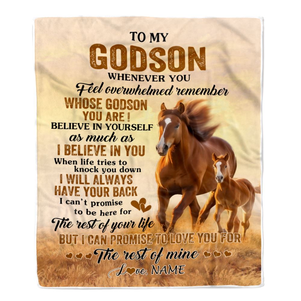 Personalized To My Godson Blanket From Godmother Uncle Whenever You Feel Horse Godson Birthday Gifts Graduation Christmas Customized Fleece Throw Blanket | teecentury