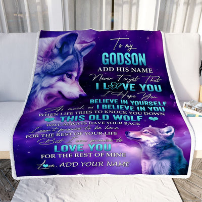 Personalized To My Godson Blanket From Godmother Uncle Wolf Never Forget I Love You Godson Birthday Gifts Graduation Christmas Customized Fleece Throw Blanket | teecentury