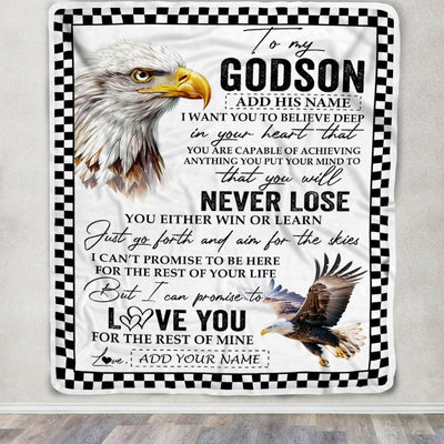 Personalized To My Godson Blanket From Godmother Uncle You Will Never Lose Eagle Godson Birthday Gifts Graduation Christmas Customized Fleece Throw Blanket | teecentury
