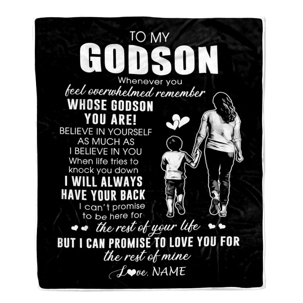 Personalized To My Godson Blanket From Godmother Whenever You Feel Overwhelmed Godson Birthday Graduation Christmas Customized Bed Fleece Throw Blanket | teecentury