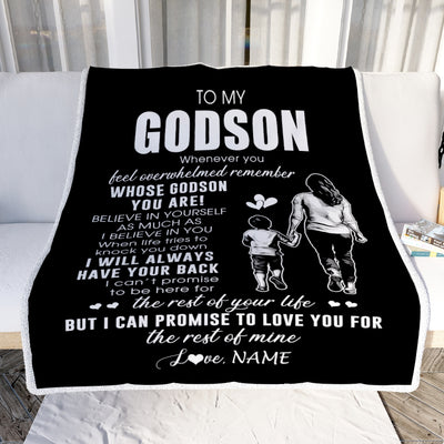 Personalized To My Godson Blanket From Godmother Whenever You Feel Overwhelmed Godson Birthday Graduation Christmas Customized Bed Fleece Throw Blanket | teecentury