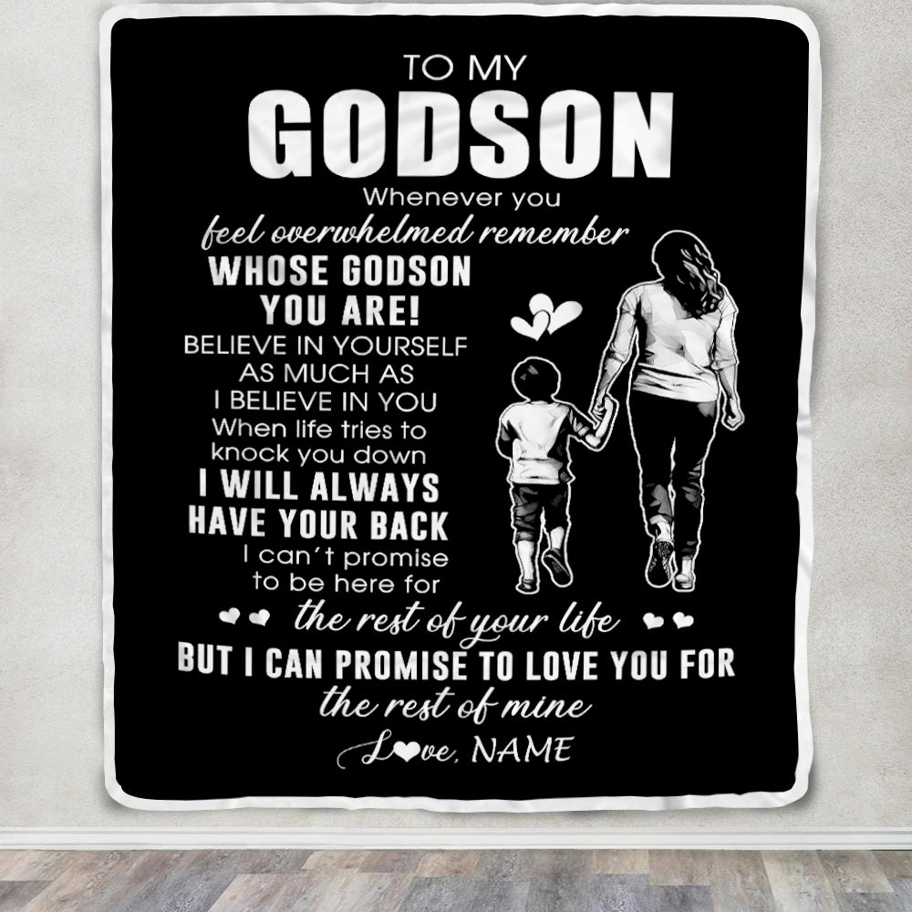 Personalized To My Godson Blanket From Godmother Whenever You Feel Overwhelmed Godson Birthday Graduation Christmas Customized Bed Fleece Throw Blanket | teecentury