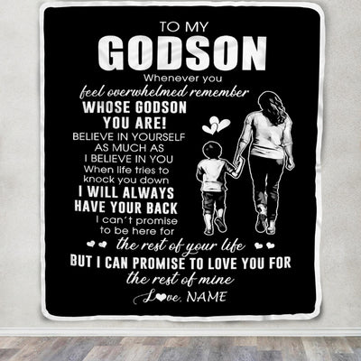 Personalized To My Godson Blanket From Godmother Whenever You Feel Overwhelmed Godson Birthday Graduation Christmas Customized Bed Fleece Throw Blanket | teecentury