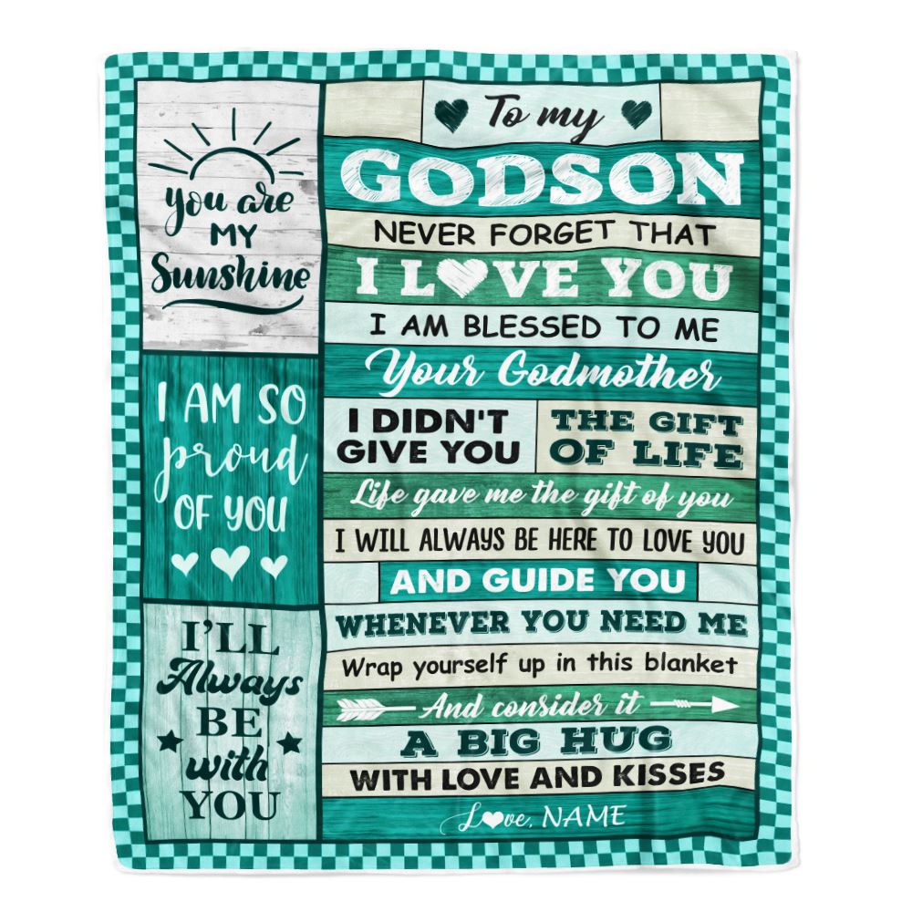 Personalized To My Godson Blanket From Godmother Wood Never Forget That I Love You Birthday Gift For Godson Graduation Christmas Customized Fleece Blanket | teecentury