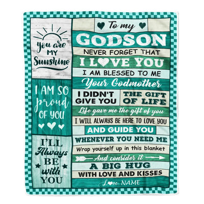 Personalized To My Godson Blanket From Godmother Wood Never Forget That I Love You Birthday Gift For Godson Graduation Christmas Customized Fleece Blanket | teecentury