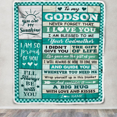 Personalized To My Godson Blanket From Godmother Wood Never Forget That I Love You Birthday Gift For Godson Graduation Christmas Customized Fleece Blanket | teecentury