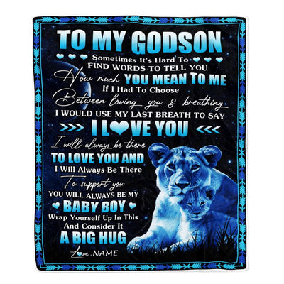 Personalized To My Godson Blanket From Godmother You Mean Yo Me My Baby Boy Lion Godson Birthday Graduation Christmas Customized Bed Fleece Throw Blanket | teecentury